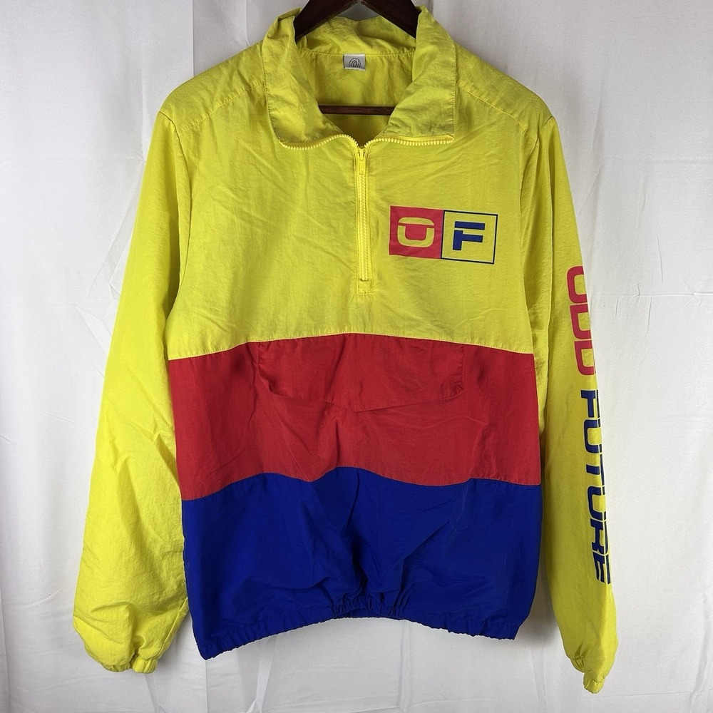 Odd Future Jacket Mens Large L Colorblock‎ Red Yellow Blue Anorak Windbreaker